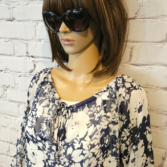 JONES NEW YORK - Blue Boho floral drop waist tunic - Picture 6 of 10